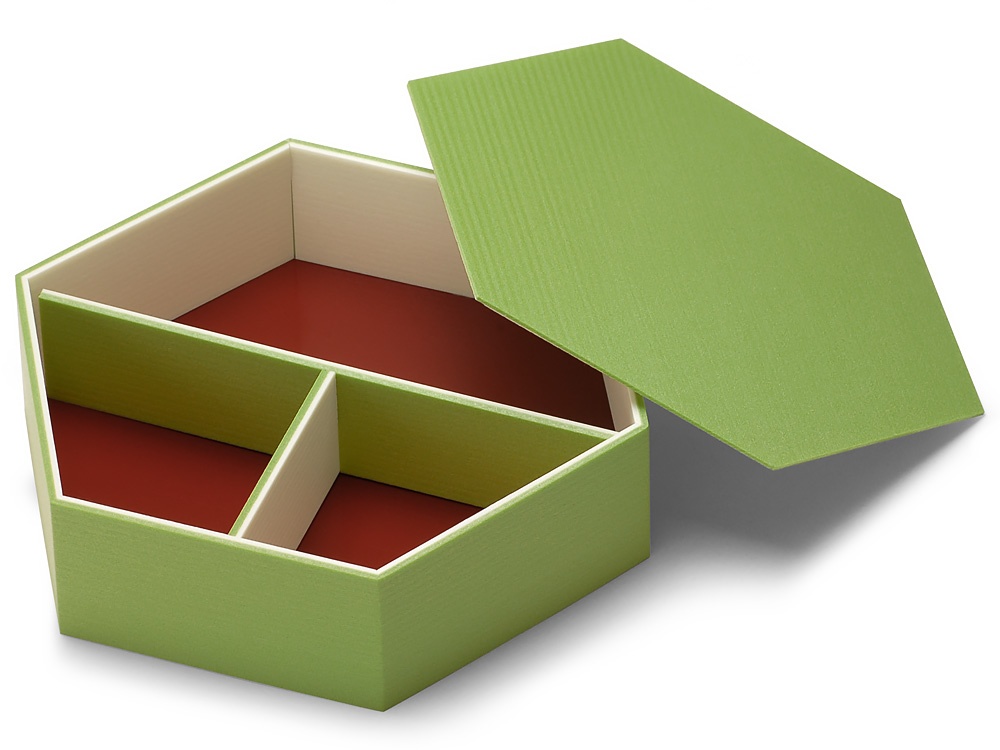 ユニ折箱 色かさね 六角弁当 抹茶【包】画像