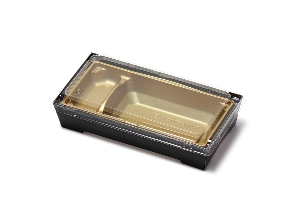 紙容器 SKS302 黒 金中皿・透明蓋セット画像